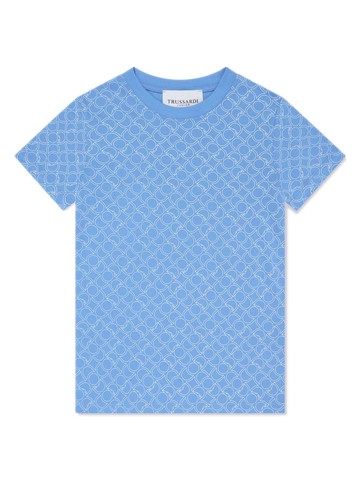 TRUSSARDI JUNIOR - Levriero-print cotton T-shirt - kids - Cotton - 12 yrs - Blue