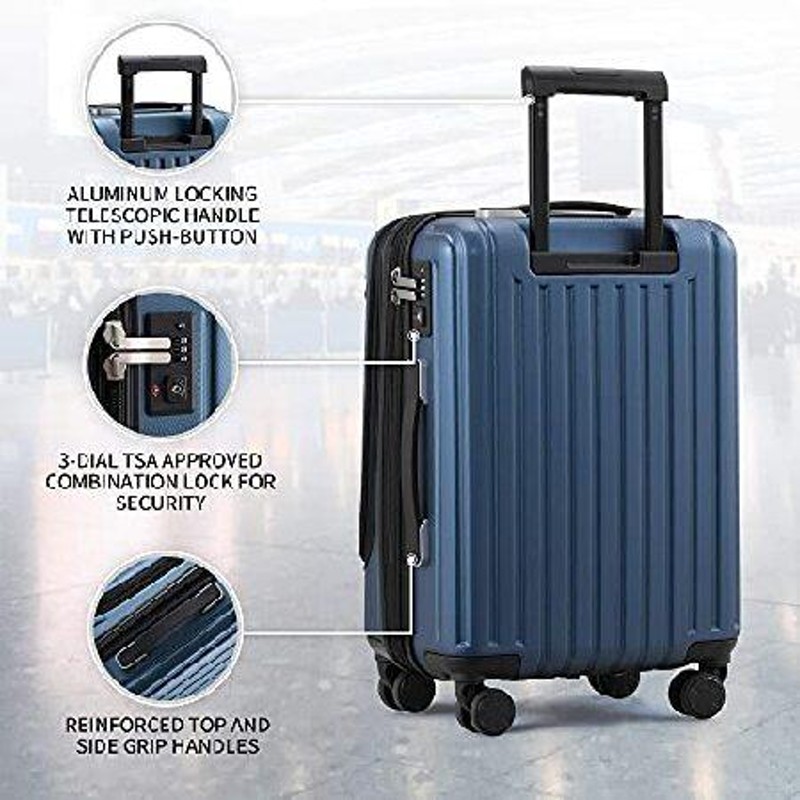 LEVEL8 Grace Carry On Luggage, 20” Hardside Suitcase, ABS+PC