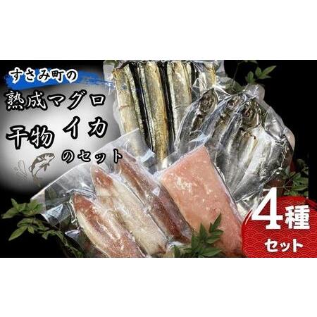 ふるさと納税 すさみ町の熟成マグロ・イカ・干物のセット（まぐろ200g〜300g×1本 、イカ×3〜5枚 、干物×6枚【あじ開.. 和歌山県すさみ町