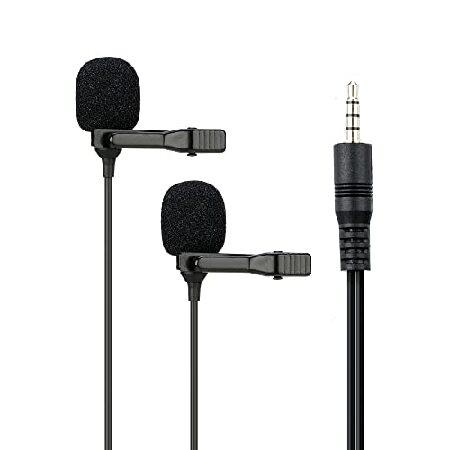 MOURIV CM206 Dual Lavalier Microphone for Bloggers and Vloggers Lapel Mic Clip-on Omnidirectional Condenser Compatible with iPhone Ipad Samsung Androi