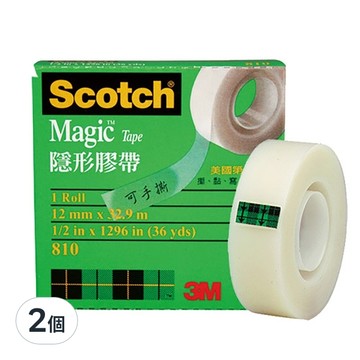 3M Scotch 隱形膠帶，黏貼修補不影響美觀，表面可書寫，霧面設計，手撕設計  2個  810
