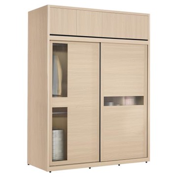 Boden-米達5.9尺加高型長虹玻璃衣櫃(推/拉門衣櫃+棉被收納櫃)