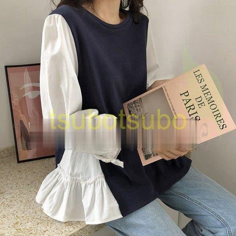 シャツ レディース トップス ブラウス 春 秋 レトロ カットソー おしゃれ ファッション 異素材 リボン 長袖 韓国 オルチャン 代 30代 40代 高校生 48 通販 Lineポイント最大get Lineショッピング