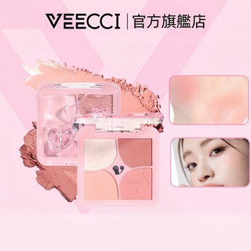 【VEECCI官方旗艦店】唯資頰彩綻放四色腮紅膨脹色收縮色高光澤啞光一體盤自然提亮氛圍膏
