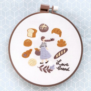 巴黎麵包和麵包卷-刺繡圈套件
