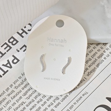 Hannah正韓垂墜銀針耳環2入-流線鑽