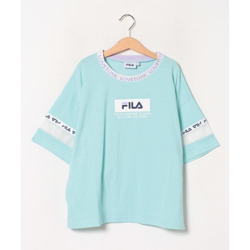 ラブトキシック】【FILAコラボ】 衿リブロゴ袖メッシュ切替Tシャツ