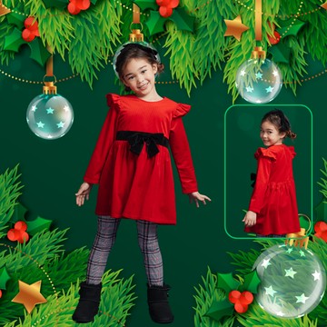 Love, Charlotte - 大蝴蝶結紅洋裝-大蝴蝶結紅色洋裝-內含洋裝+髮夾+內搭褲