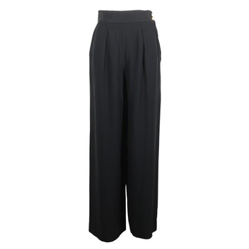 【日本直送】香奈兒 CHANEL 寬管褲 褲裝 金釦 醋酸纖維 × 嫘縈 黑色 女仕【二手】