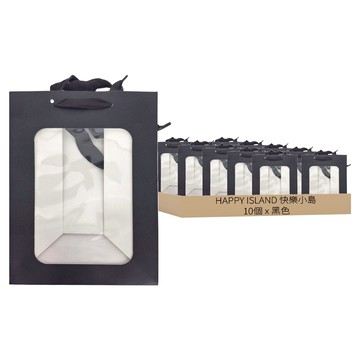 櫥窗紙袋 18 x 13 x 25cm 710g 10個  黑窗1  1包  黑色