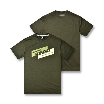 KINGO男款｜輕盈系列｜軍綠舞龍紗印花T恤 411008