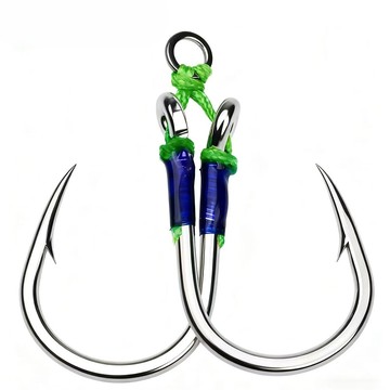 【TTFF】綁制鐵板鉤  高碳鋼大物管付魚鉤帶孔帶圈路亞鉤船釣海釣鉤2對/包漁具現貨批發