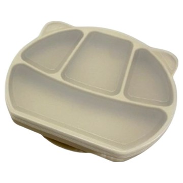 矽膠吸盤餐盤 + 防塵蓋  1組  象牙米