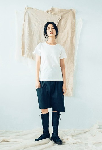拼接雙面短褲 (黑/灰) Organic Cotton & Recycle