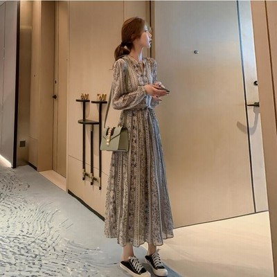 ワンピース レディース 長袖 春秋 マキシワンピース Vネック 花柄 Aライン 大きいサイズ パーティードレス 通勤 Ol 着痩せ 通販 Lineポイント最大get Lineショッピング