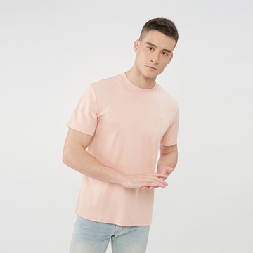 GIORDANO 男裝圓領小刺繡短袖上衣 Liquid Touch系列 - 17 沙丘粉紅