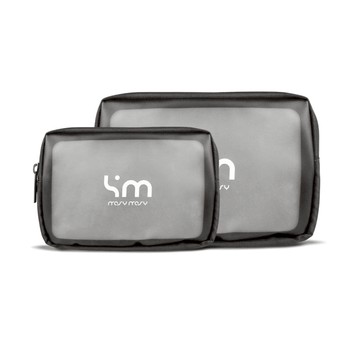 透明雙層盥洗3C收納包 - S 杏色