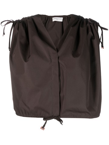 Veronique Leroy - draped-detailing cropped top - women - Cotton - S - Brown