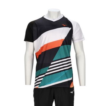 Mizuno 男款 白藍綠色 排球 上衣 V領 吸汗快乾 合身 短袖 V2TACG1809