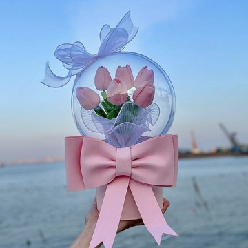❀【花中世界】❀七夕情人節鬱金香抱抱桶花束手工diy材料包生日禮物送女生朋友