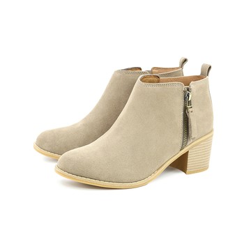 NG鞋特賣★GREEN PINE微尖拉鍊麂皮粗跟短靴 灰色 (00142171)