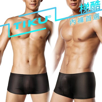 TIKU 梯酷 ~ 猛男呼吸款 全透明網料性感平口男內褲 -黑色(BN1767)