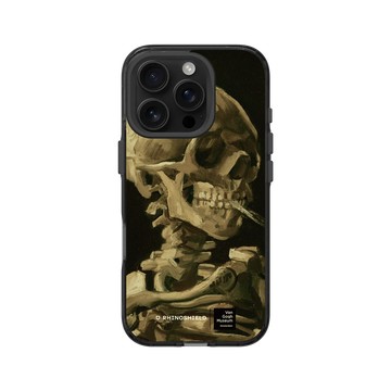 iPhone 16 Pro Clear 酷墨灰 - Van Gogh Museum - Crâne de squelette fumant une cigarette