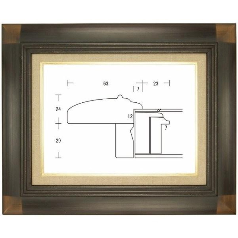額縁 油彩額縁 油絵額縁 木製フレーム 月山 鉄黒 サイズM15号 | LINE