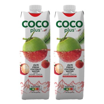 Cocoplus 椰子水 荔枝&喜瑪拉雅粉紅鹽味  1L  2瓶