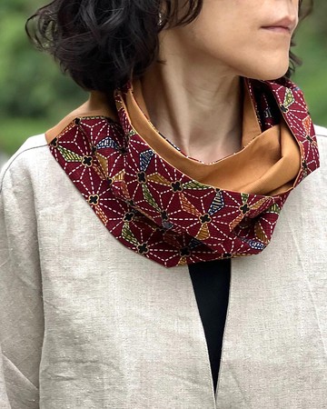 Oka長款拼布頸套