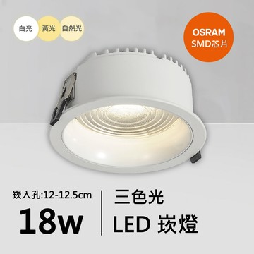 18W三色防眩光崁燈｜QC-20203W-歐司朗三色光