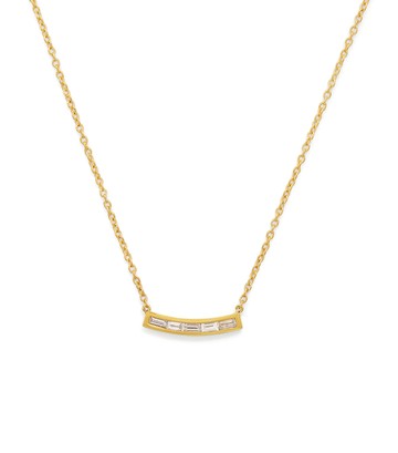 Jennifer Meyer Yellow Gold and Baguette Diamond Necklace