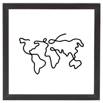 小麥購物 門票/明信片回憶儲存盒/相框式存錢罐 20 x 20cm 地圖  黑色  1個