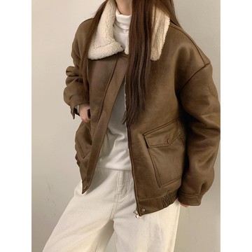 Codibook｜韓國 ondeed 絨毛麂皮羊羔絨加厚外套［預購］拉鍊外套 飛行員夾克 女裝