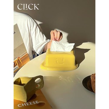 Click融化的黃油/雪糕紙巾抽收納盒抽紙盒陶瓷裝飾擺件 原創設計