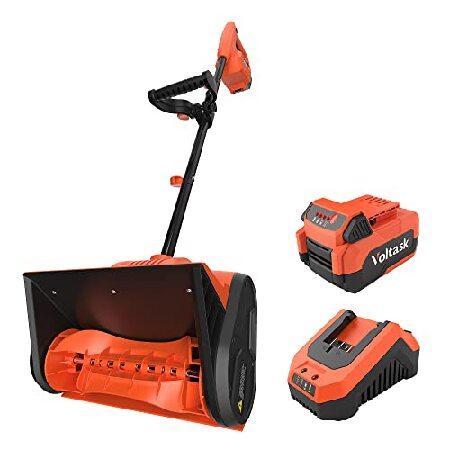 VOLTASK Cordless Snow Shovel, 20V 12-Inch 4-Ah Cordless Snow Blower, Battery Snow Blower with Battery Compartment Cover ＆ Adjustable Front Handle