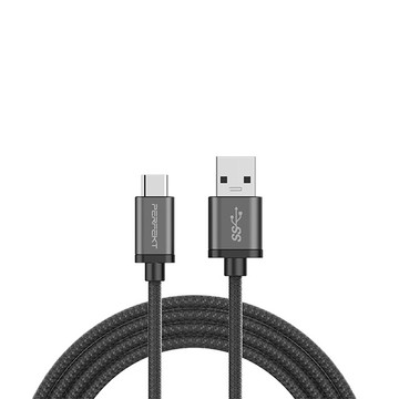 PERFEKT USB 3.2 Type C to USB A 金屬編織快速充電傳輸線-120cm (太空灰)