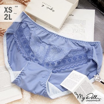 XS-2L內褲【北歐悸動】彈性萊卡蕾絲中低腰三角褲(紫色) MyDoll