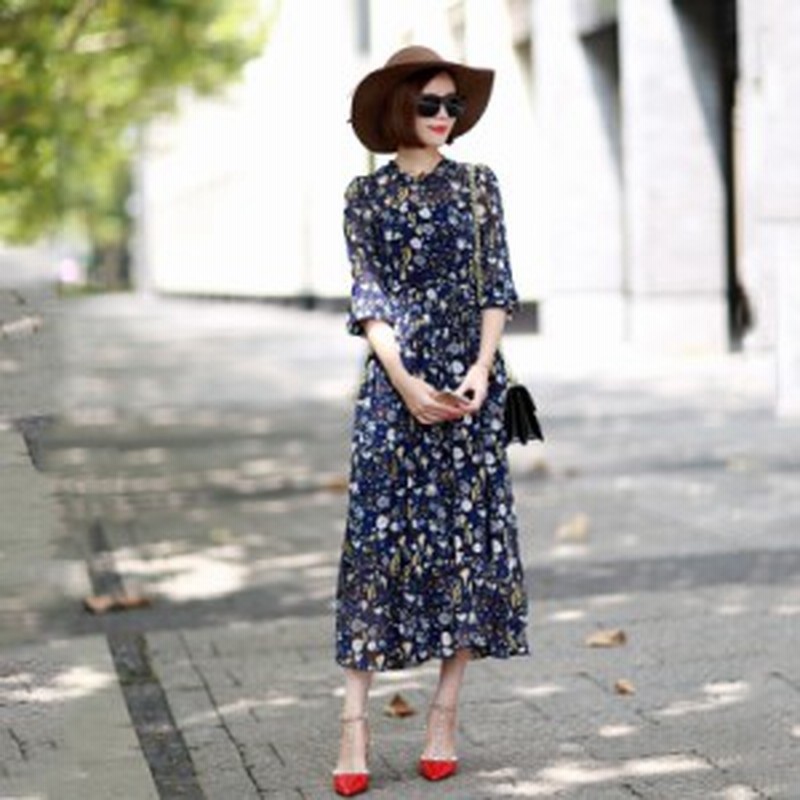 大人可愛い 花柄 フリル 長袖 ロング 秋 ワンピース 通販 Lineポイント最大1 0 Get Lineショッピング