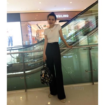 極簡春夏季超長拖地復古高腰顯瘦闊長腿褲直筒闊腿褲秒變大長腿