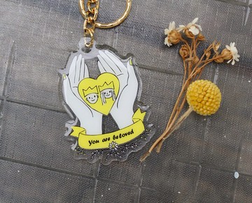 雙層壓克力吊飾鑰匙圈-你是被愛的