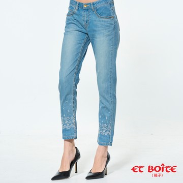 【新年爆殺價↘$588】天絲棉精繡Lace褲口男友褲 - BLUE WAY  ET BOiTE 箱子