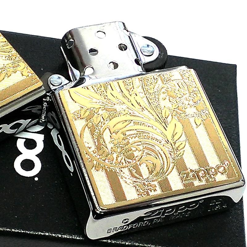 ZIPPO ライター アラベスク ゴールド ジッポ おしゃれ メタルプレート レディース 細密加工 金 女性 かわいい メンズ ギフト プレゼント