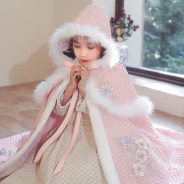 女童漢服披風斗篷秋冬裝外出兒童中國風外套加厚保暖披肩古裝公主