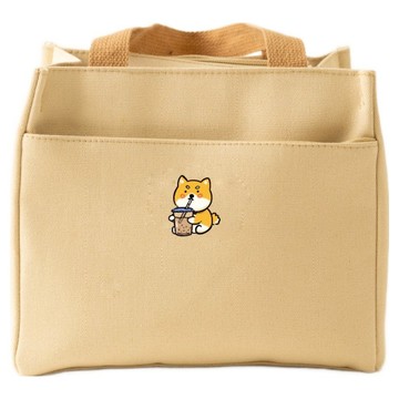 YCCT 手提便當餐盒袋 柴犬  卡其色  1個  23 x 14 x 20cm