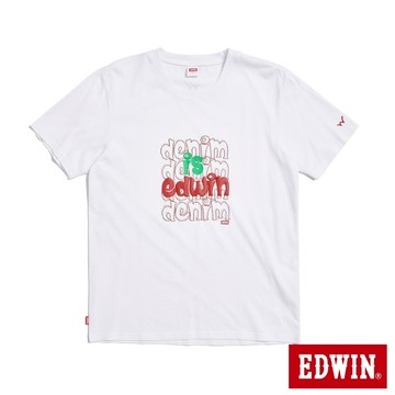 EDWIN 男款 丹寧即英文印花短袖T恤(白色)