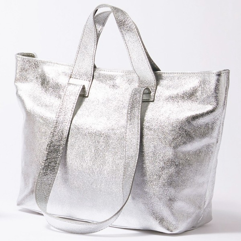 Marlon イタリア製ダブルハンドルバッグ ブルー トートバッグ シルバー 通販 Lineポイント最大1 0 Get Lineショッピング