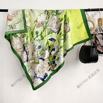 【超值熱賣】Cfnbharvest品牌油畫復古絲巾女90x90裝飾大方巾空調房護頸披肩夏