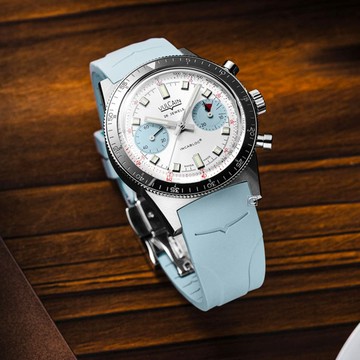 VULCAIN 窩路堅 Skindiver 限量版冰河藍計時碼錶 機械錶-590176BL7.BAR224