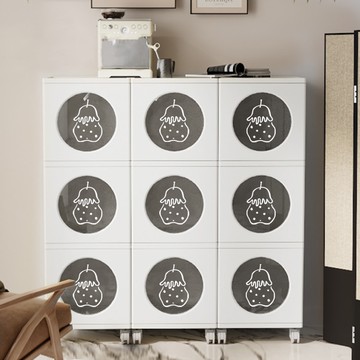 【AOTTO】34面寬側開附輪三層收納櫃(收納櫃 置物櫃 書櫃)